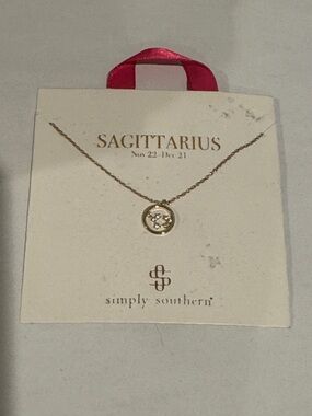 NWT Simply Southern Gold Sagittarius Zodiac Minimalistic Pendant Necklace
